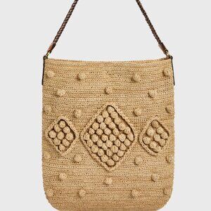 Raffia and Leather string bag - Hobo Raffia Bag